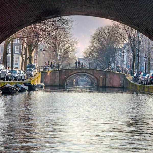 Bridge over a canal in Amsterdam, the Netherlands